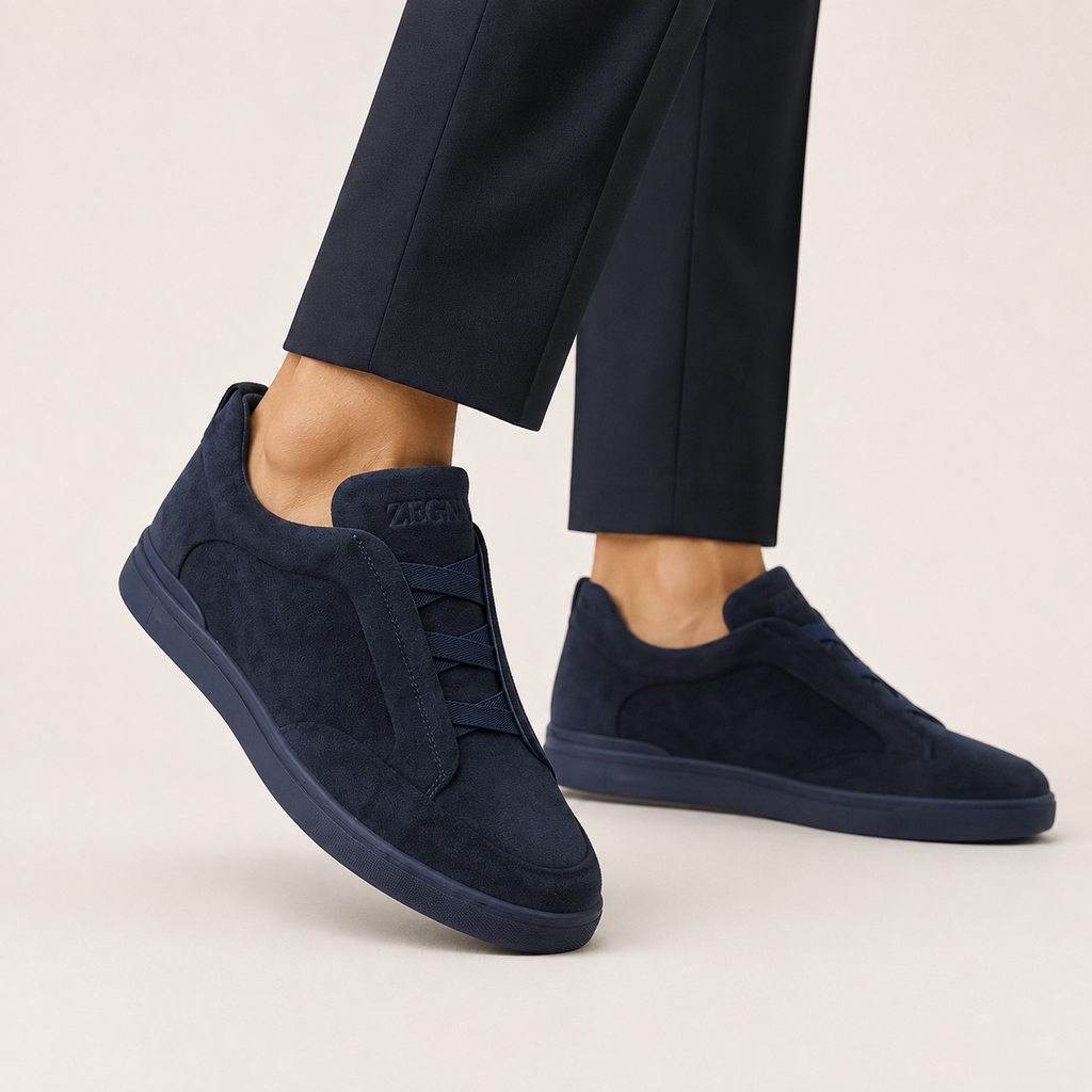 ZEGNA Kişi üçün Tünd Göy Zamşa Sneaker