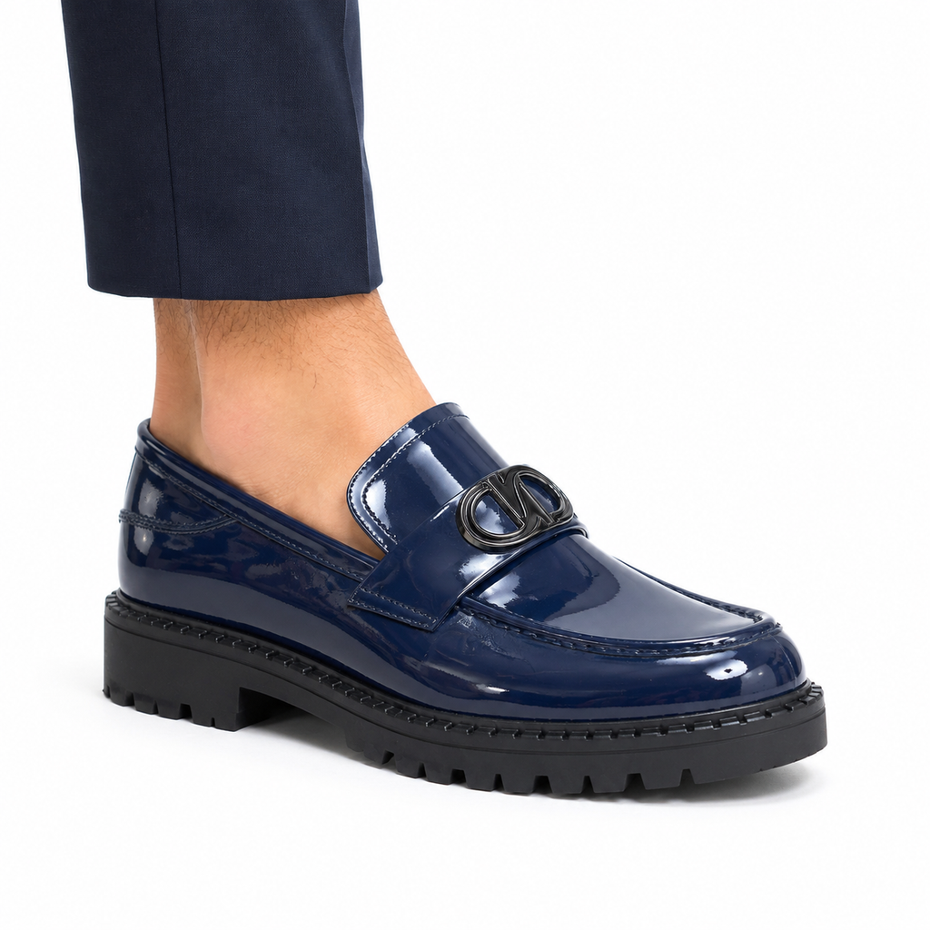 Kişi üçün Lacivərd Laklı Loafer Ayaqqabı