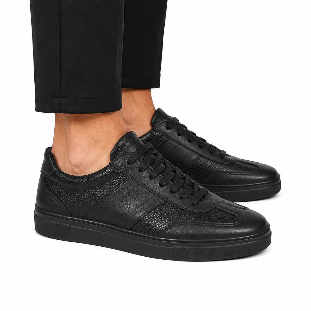 Premium Qara Dəri Kişi Sneaker Ayaqqabı