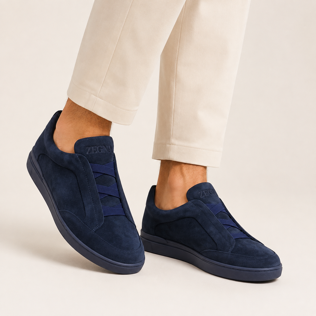 ZEGNA Kişi üçün Tünd Göy Zamşa Sneaker