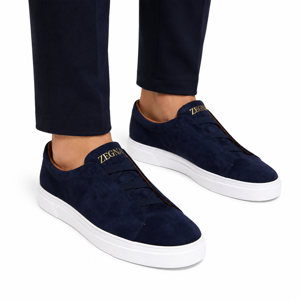 Tünd Göy Zamşa Kişi Sneaker Ayaqqabısı | Premium Slip-On Model