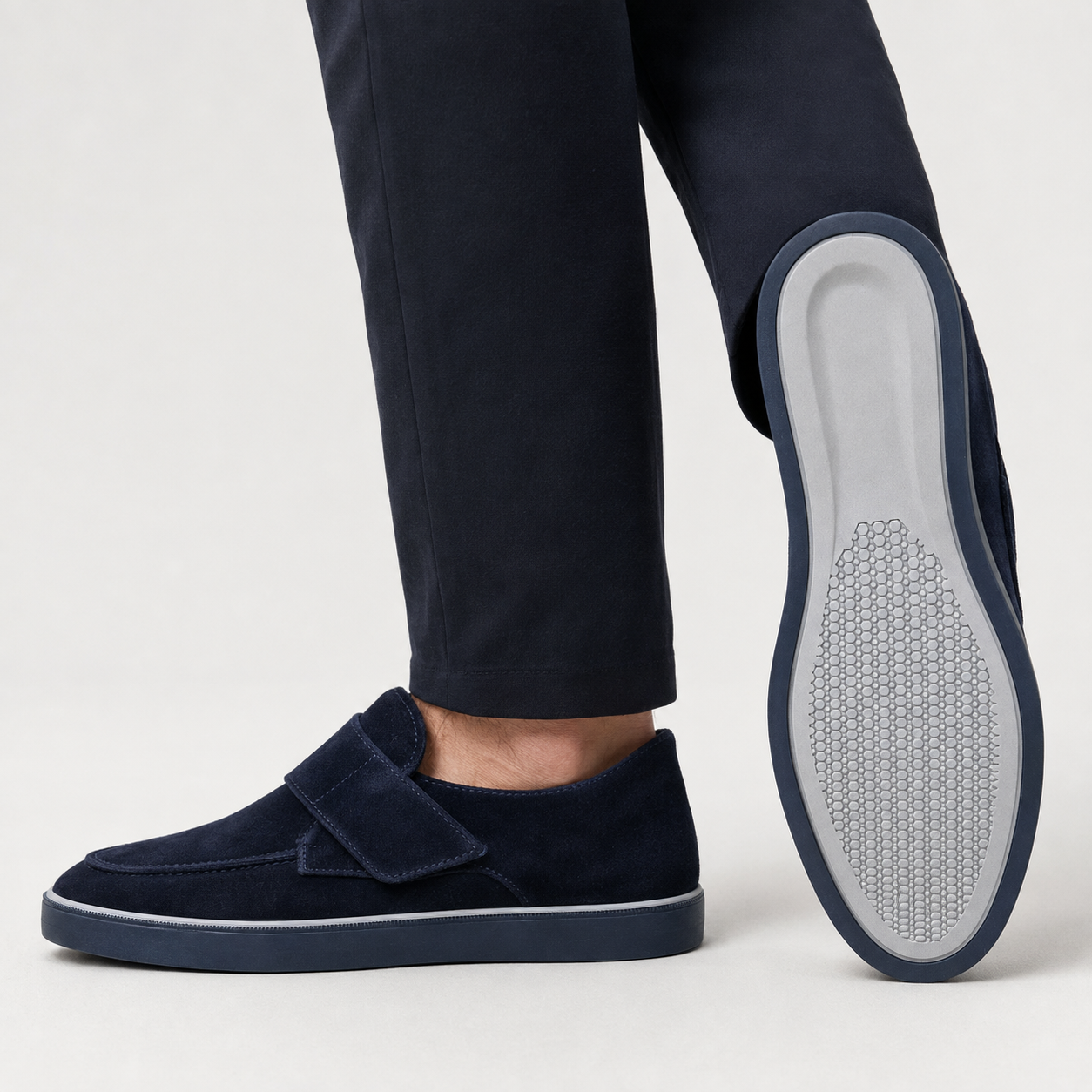 Kişi üçün Tünd Göy Zamşa Loafer Ayaqqabı – Premium Klassik və Eleqant Gündəlik Stil
