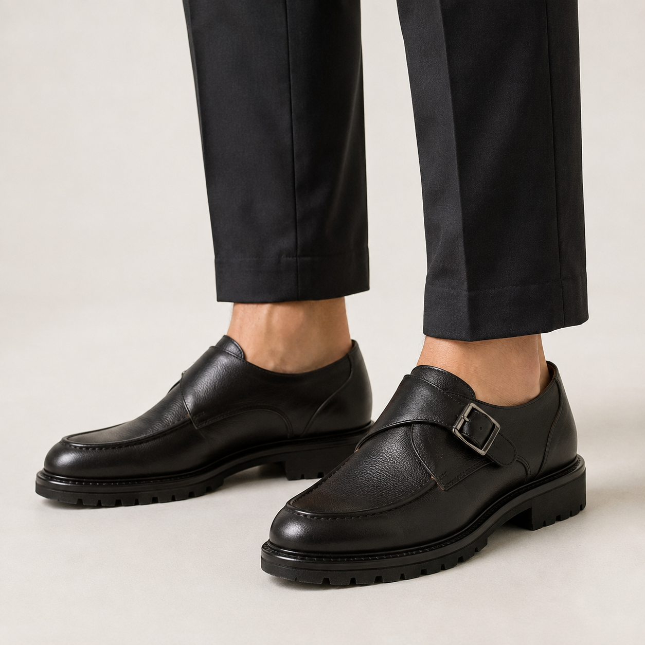 Kişi üçün Qara Tokalı Loafer Ayaqqabı