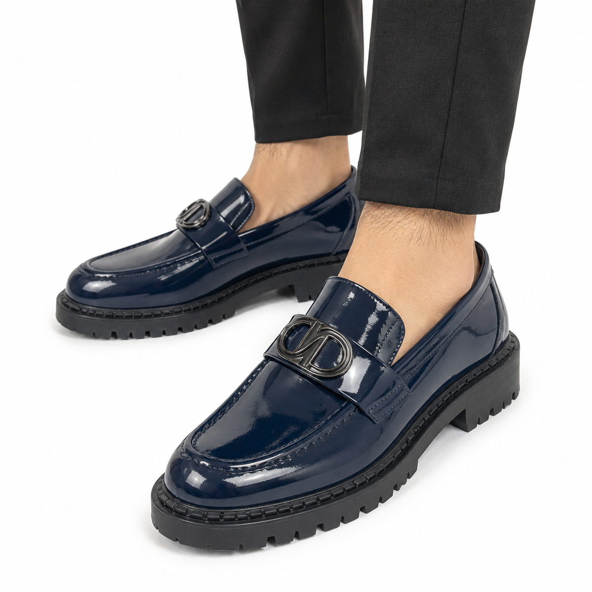 Kişi üçün Lacivərd Laklı Loafer Ayaqqabı