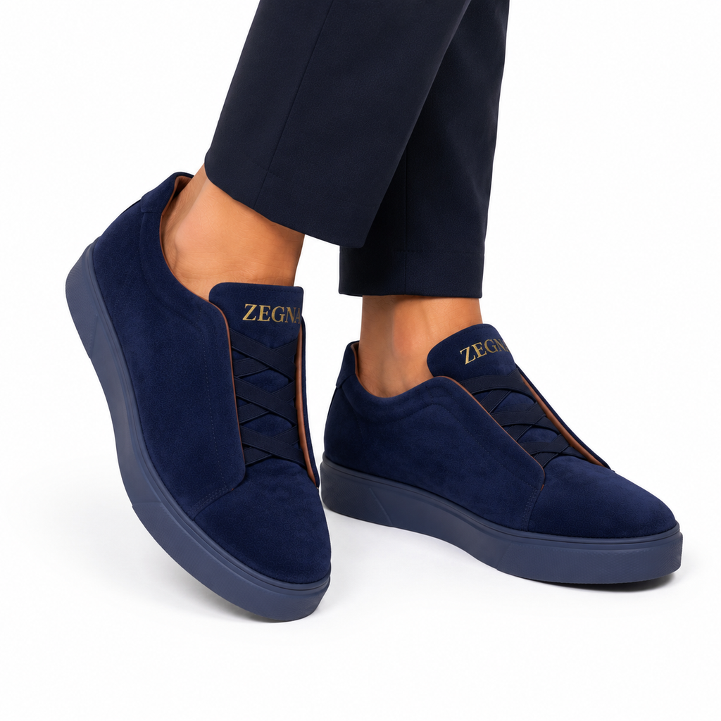 Premium Lacivərd Süet Slip-On Kişi Sneaker Ayaqqabı