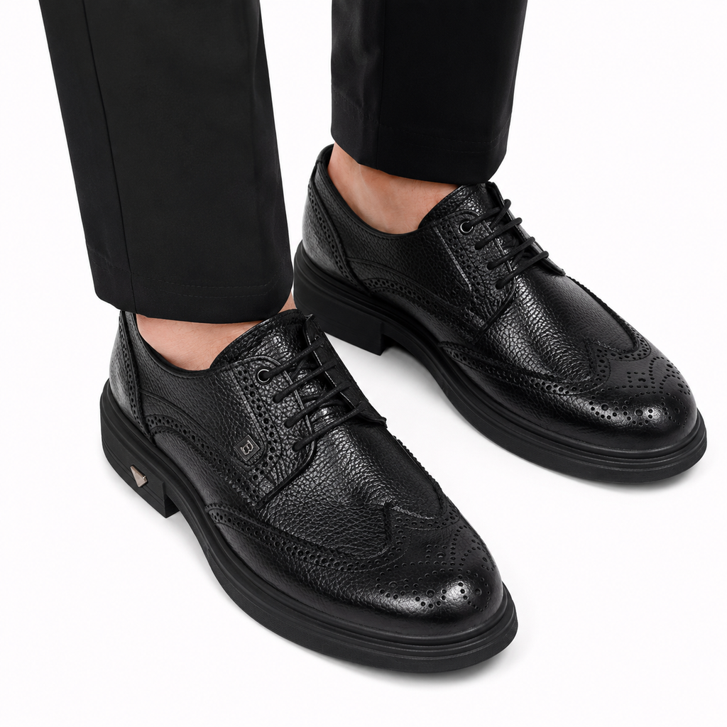 Premium Qara Dəri Oxford Stil Kişi Ayaqqabısı