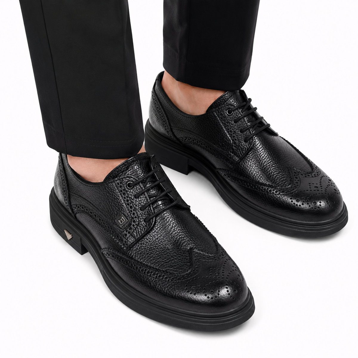 Premium Qara Dəri Oxford Stil Kişi Ayaqqabısı