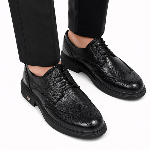 Premium Qara Dəri Oxford Stil Kişi Ayaqqabısı