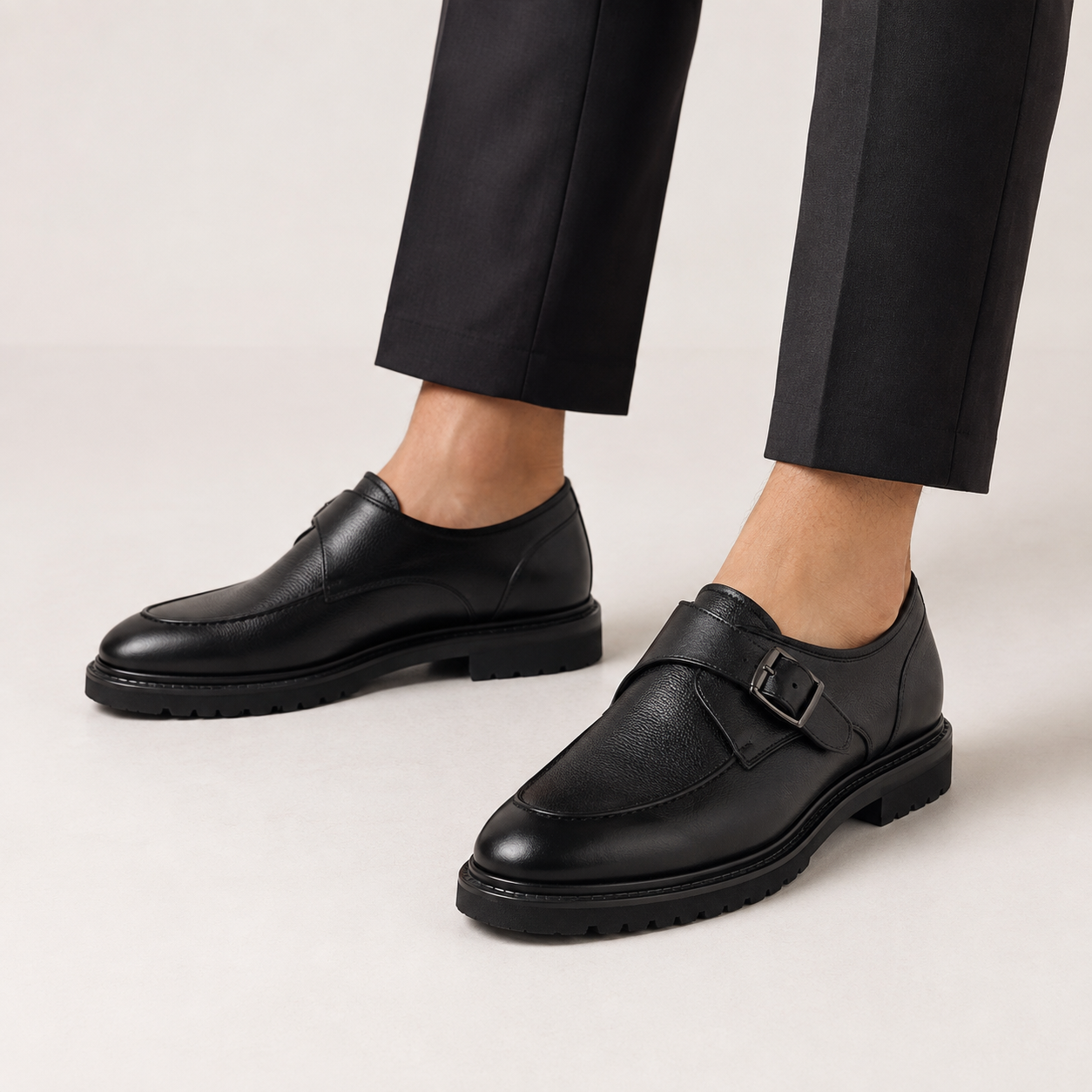 Kişi üçün Qara Tokalı Loafer Ayaqqabı