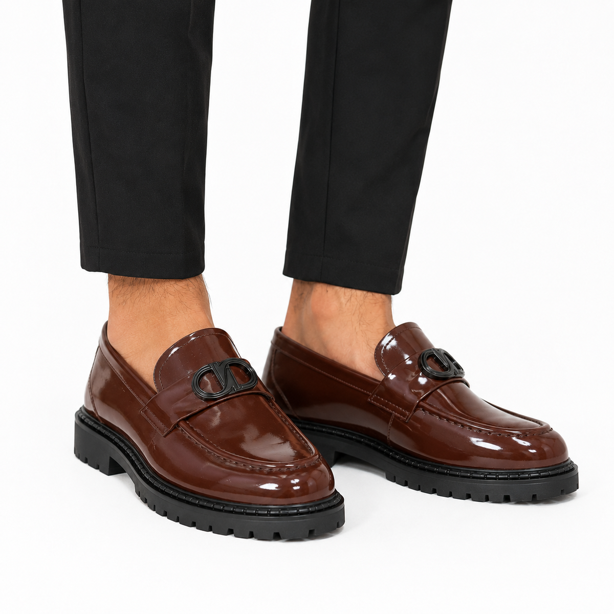Kişi üçün Qəhvəyi Laklı Loafer Ayaqqabı