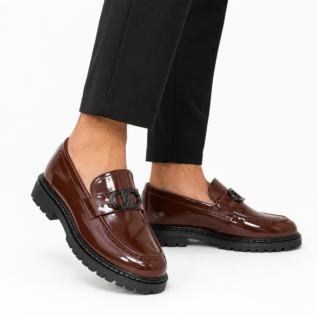 Kişi üçün Qəhvəyi Laklı Loafer Ayaqqabı