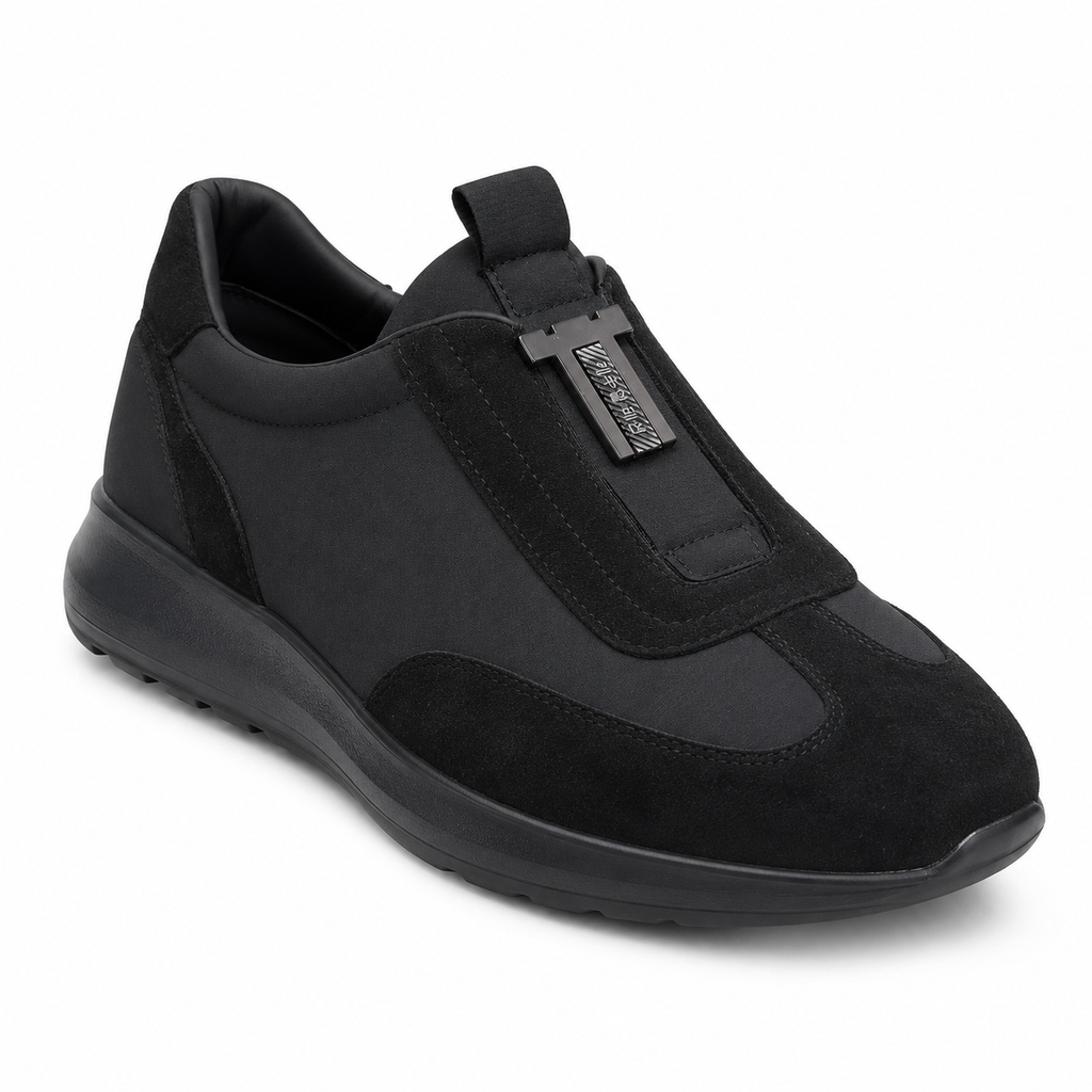 Kişi üçün qara bağsız gündəlik sneaker ayaqqabı