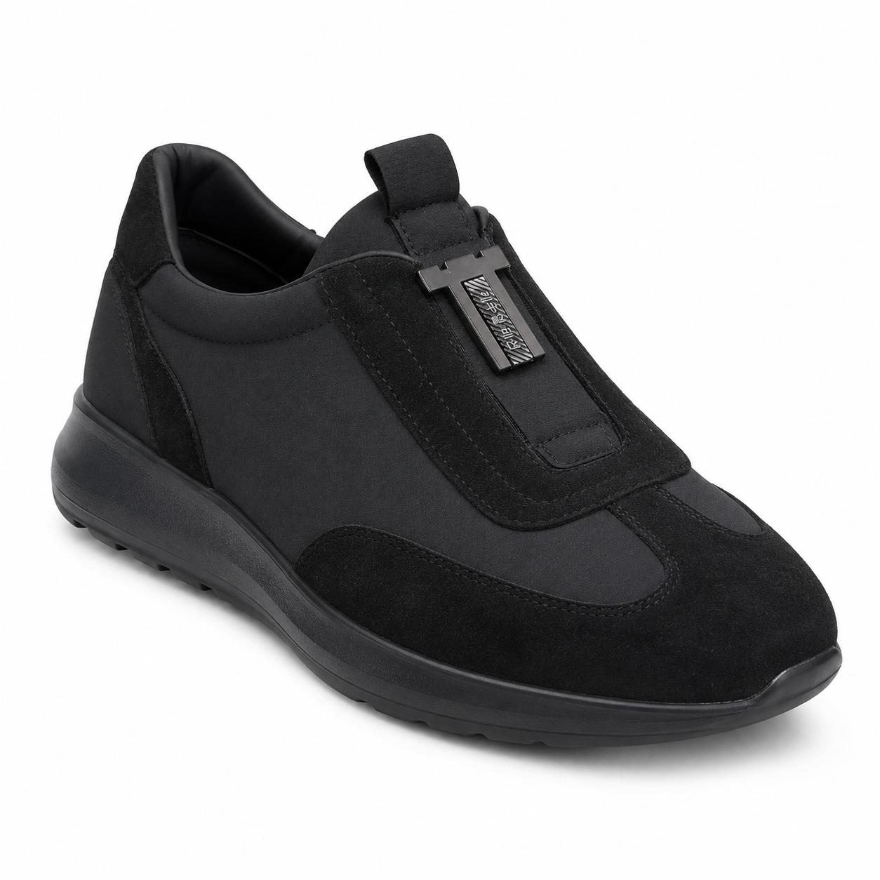 Kişi üçün qara bağsız gündəlik sneaker ayaqqabı
