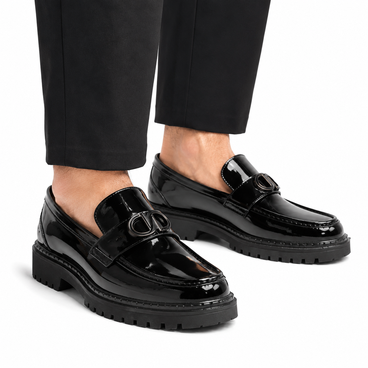 Kişi üçün Qara Laklı Loafer Ayaqqabı