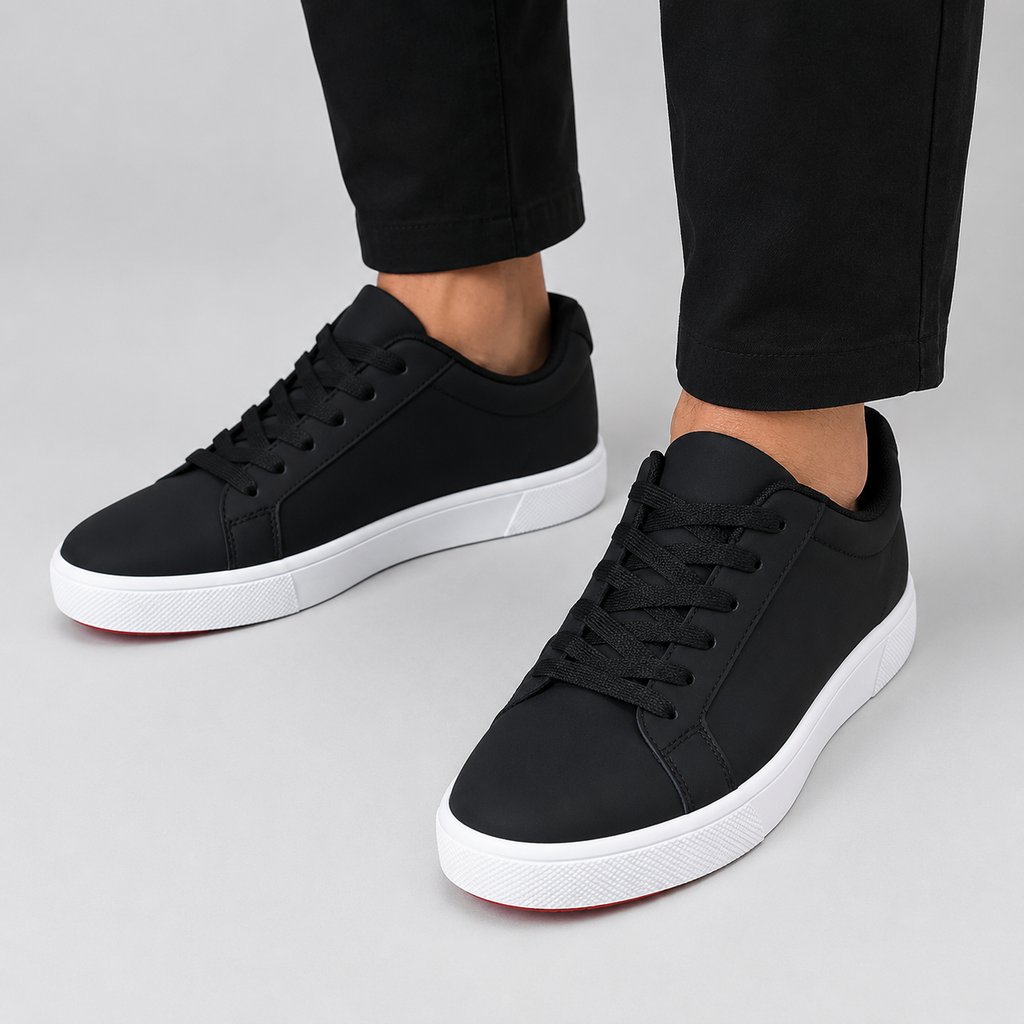 Kişi üçün qara ağ altlıqlı gündəlik sneaker ayaqqabı