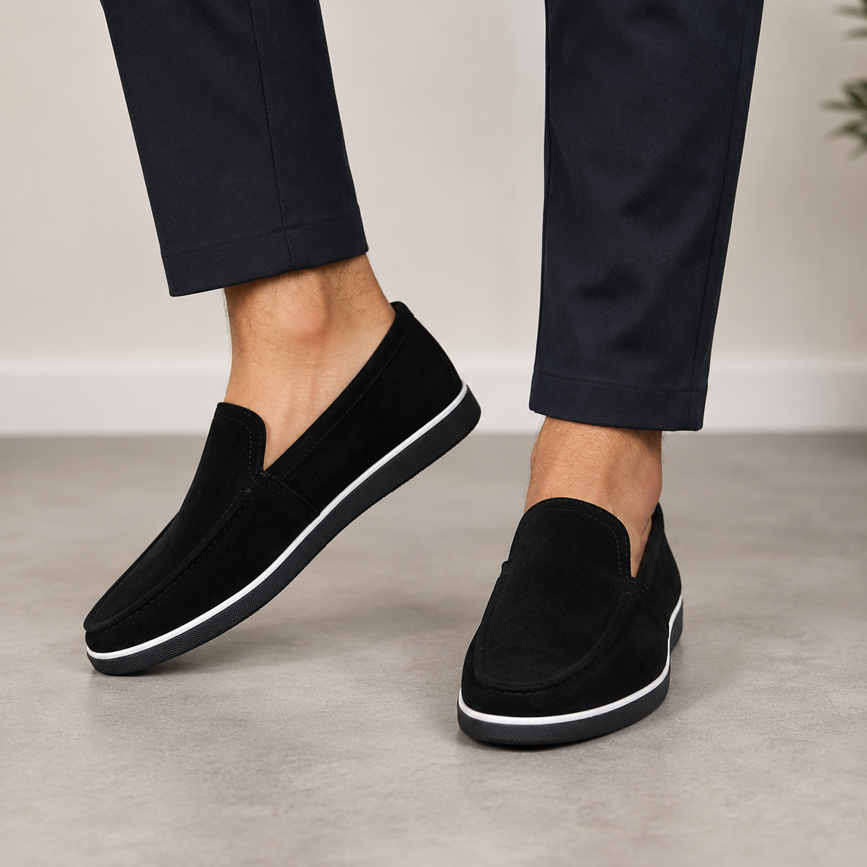 Kişi Üçün Qara Zamşa Loafer