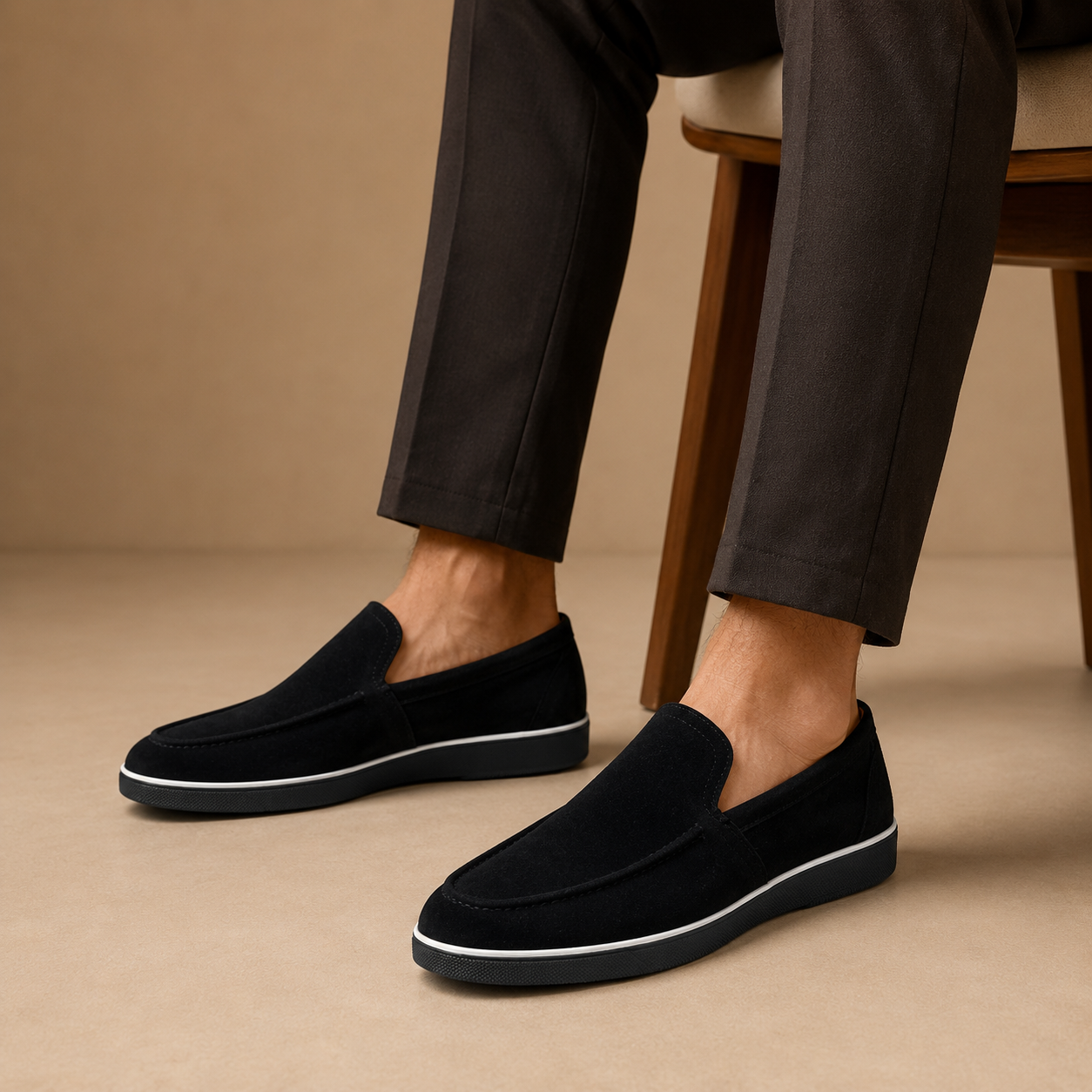 Kişi Üçün Qara Zamşa Loafer