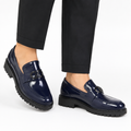 Kişi üçün Lacivərd Laklı Loafer Ayaqqabı