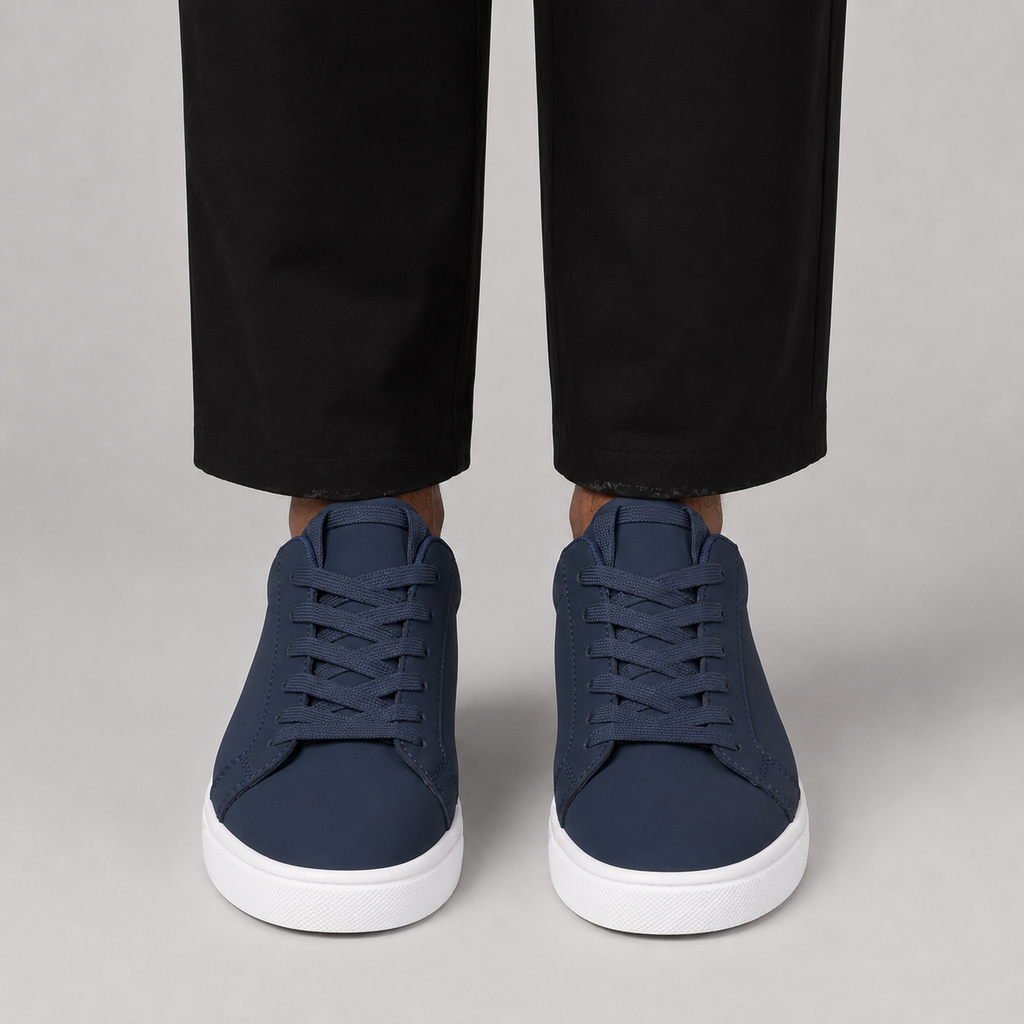 Kişi üçün tünd göy ağ altlıqlı gündəlik sneaker ayaqqabı