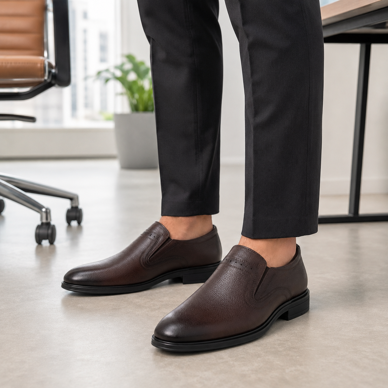 Kişi üçün Qəhvəyi Dəri Loafer Ayaqqabı – Klassik və Eleqant Gündəlik Model