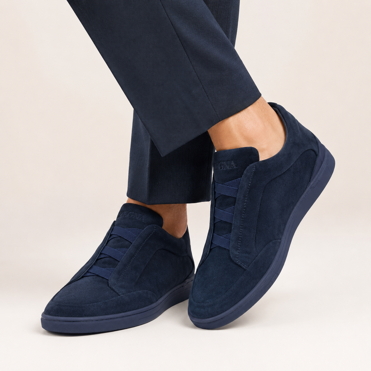 ZEGNA Kişi üçün Tünd Göy Zamşa Sneaker