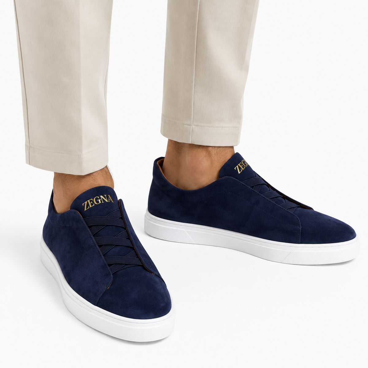 Tünd Göy Zamşa Kişi Sneaker Ayaqqabısı | Premium Slip-On Model