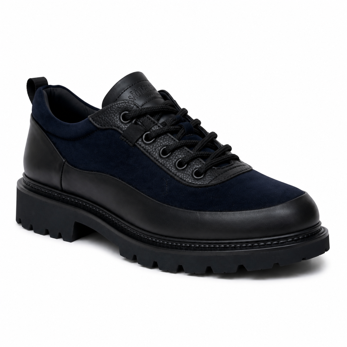 Kişi Premium Casual Ayaqqabı – Lacivərd Süet və Qara Dəri Detallı