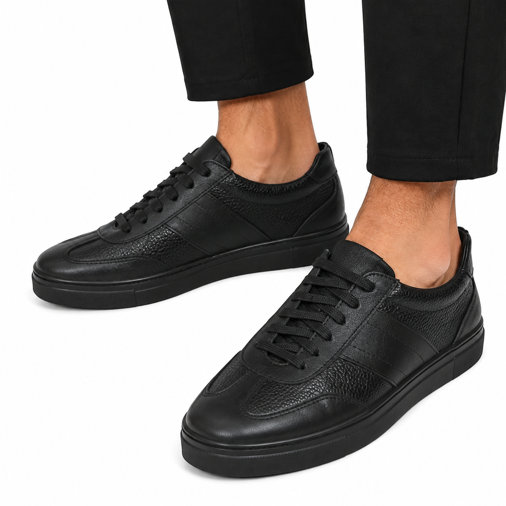 Premium Qara Dəri Kişi Sneaker Ayaqqabı