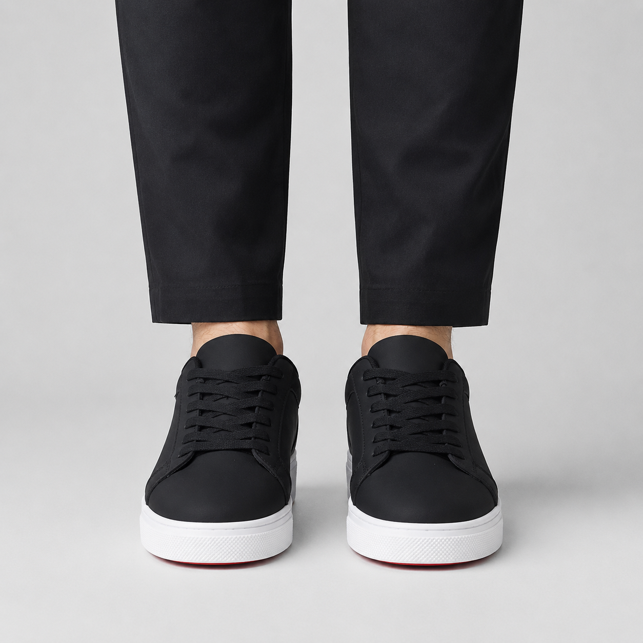 Kişi üçün qara ağ altlıqlı gündəlik sneaker ayaqqabı