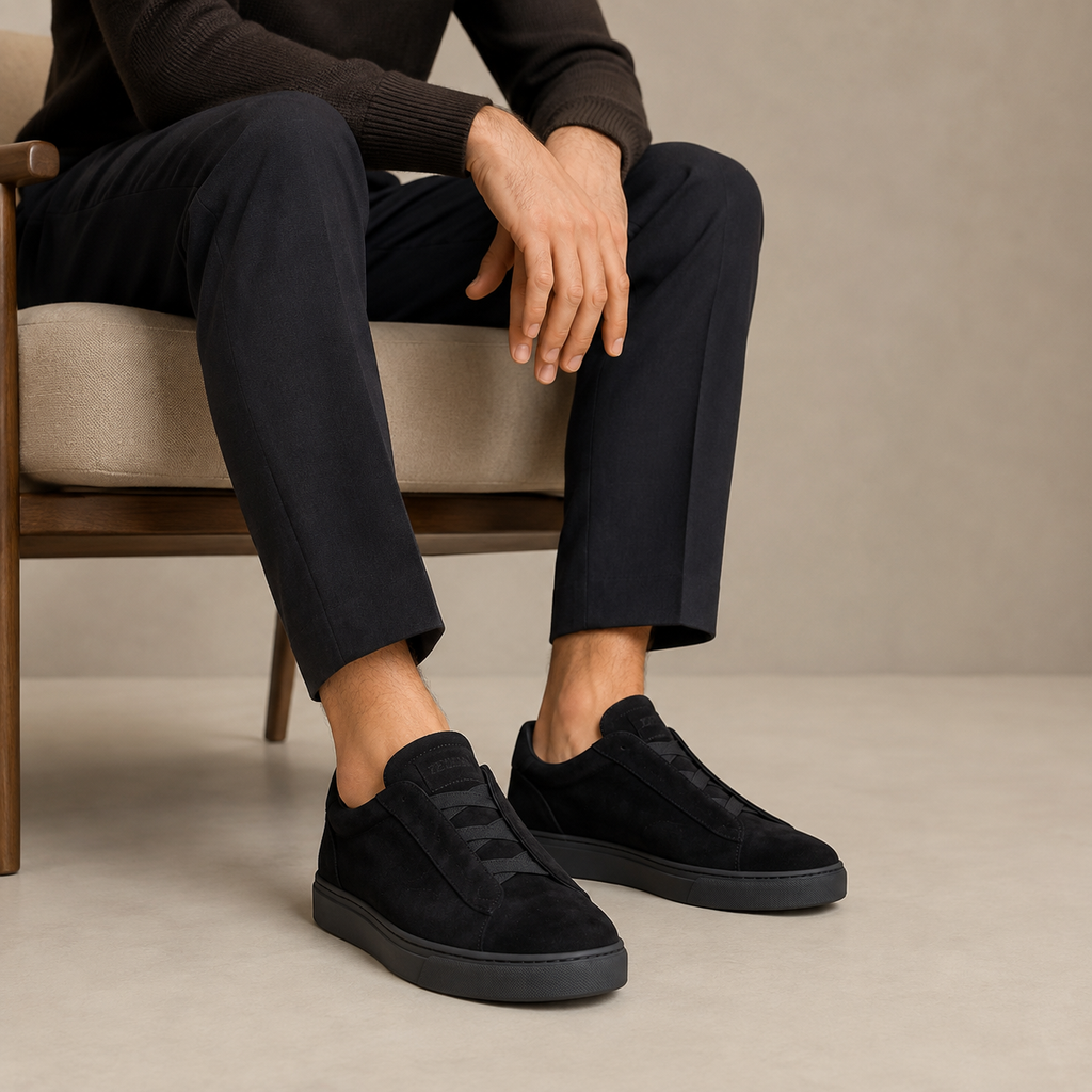 ZEGNA Kişi üçün Qara Zamşa Sneaker