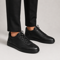 Kişi üçün qara dəri bağcıqlı gündəlik sneaker