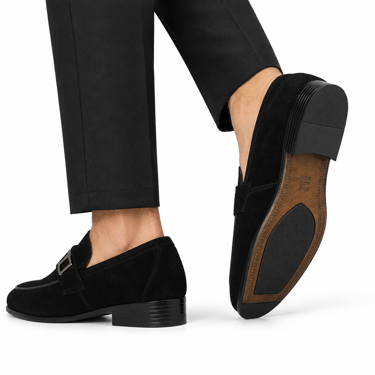 Kişi üçün Qara Zamşa Loafer – Metal Detallı Klassik Model