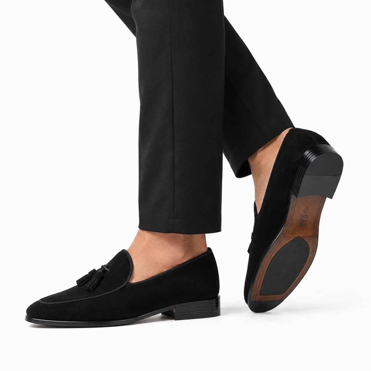 Kişi üçün Qara Zamşa Loafer – Saçaq Detallı Klassik Model