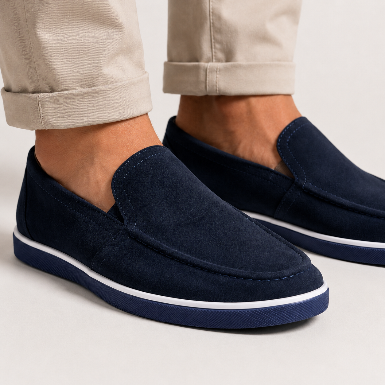 Kişi üçün Tünd Göy Zamşa Loafer